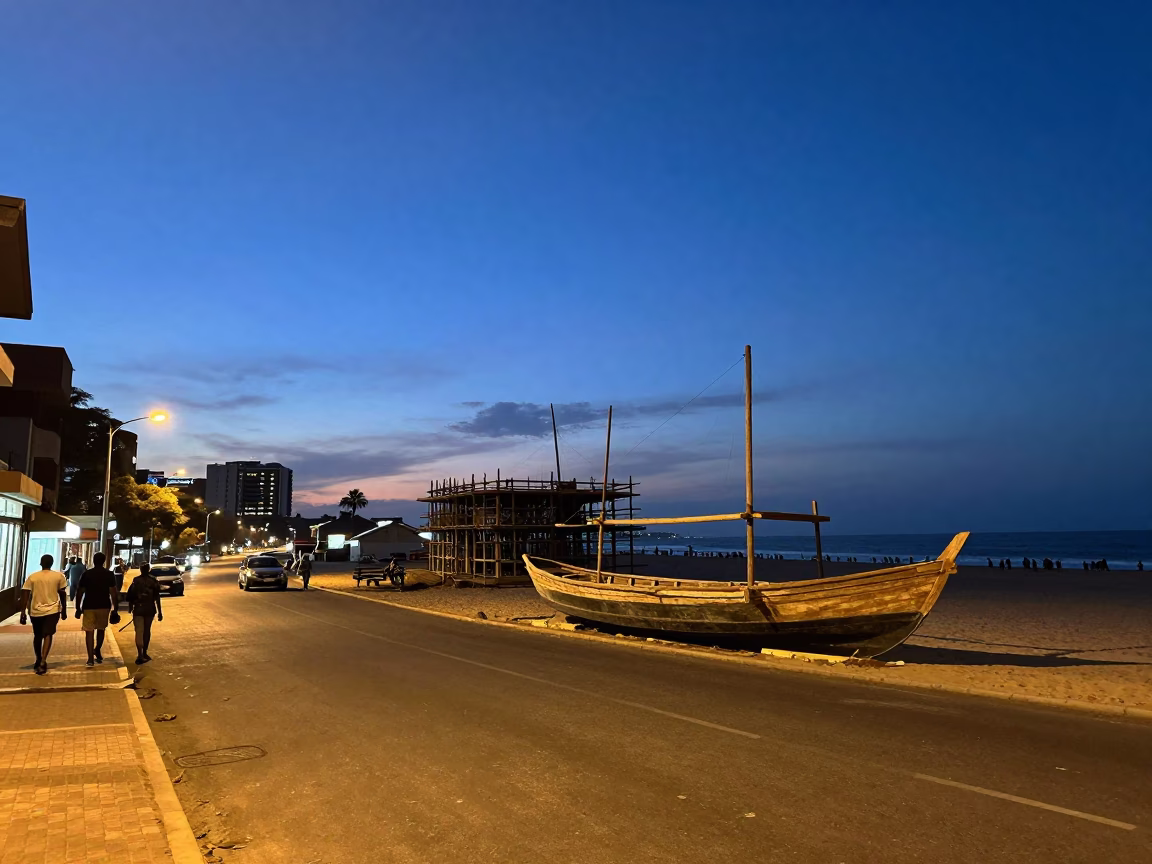 Johannesburg Street Corner at Indigo Twilight After Sunset in in Johannesburg, South Africa