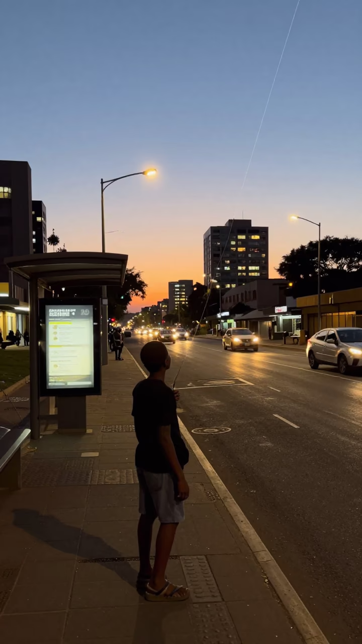 Johannesburg Street Scene at Dusk with Kite Reel and Paint Flecks in in Johannesburg, South Africa