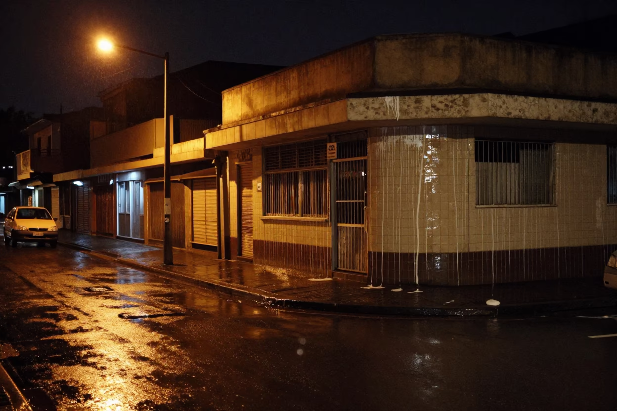 Johannesburg Street Scene at Late At Night Light in in Johannesburg, South Africa