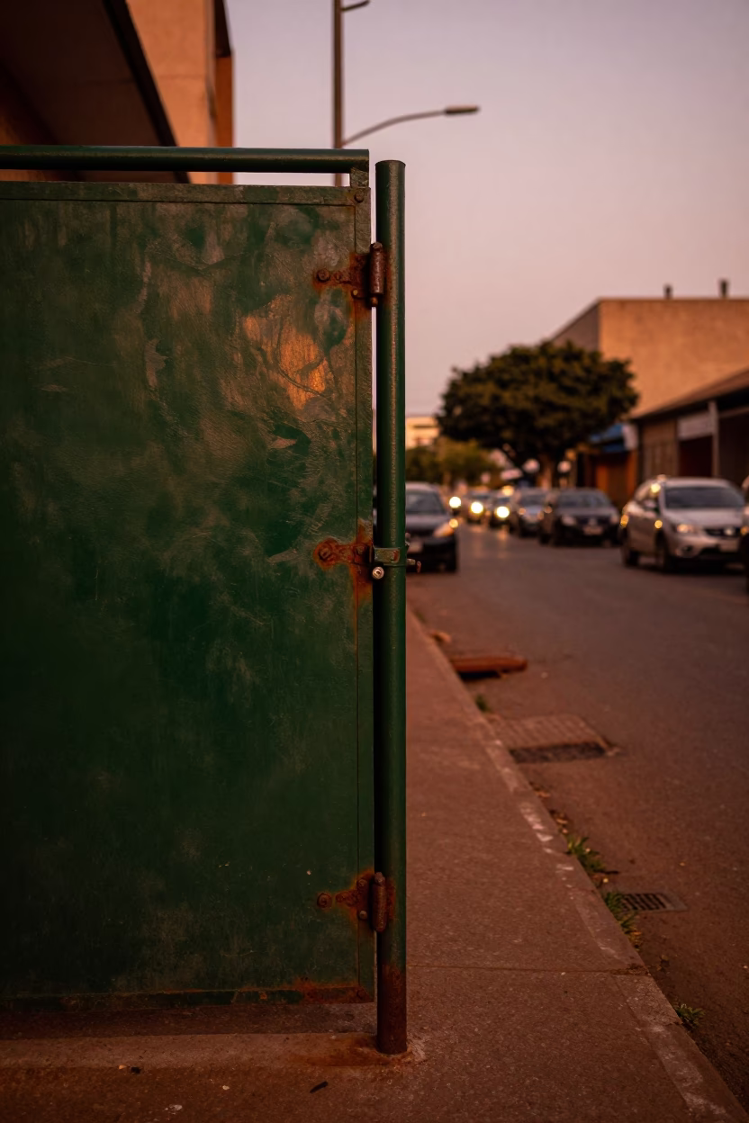 Johannesburg Street Scene Copper Dusk Rusty Metal Hinges and Urban Texture in in Johannesburg, South Africa