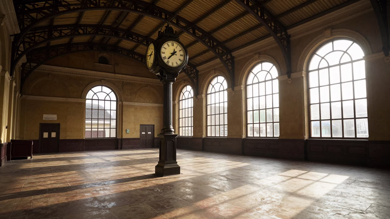 Johannesburg Vintage Clock at The Early Morning Light in in Johannesburg, South Africa