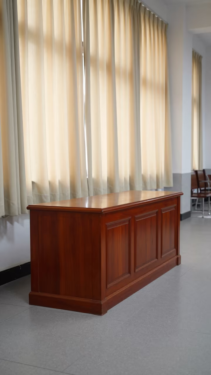 Judge's Bench in Nanning Courthouse Afternoon in in a courthouse corridor near Nanning