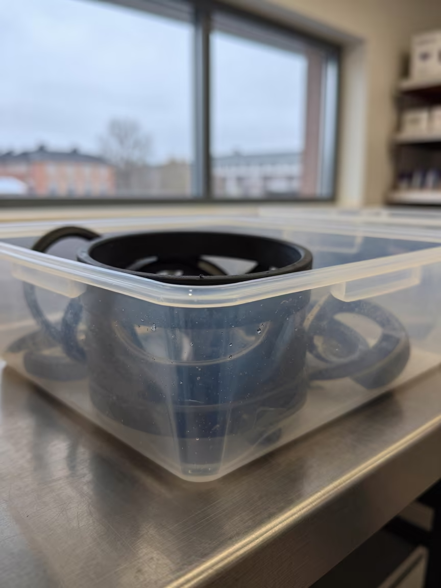 Juice Bar Blender Gasket Bin Detail in inside a storefront display zone near Vantaa