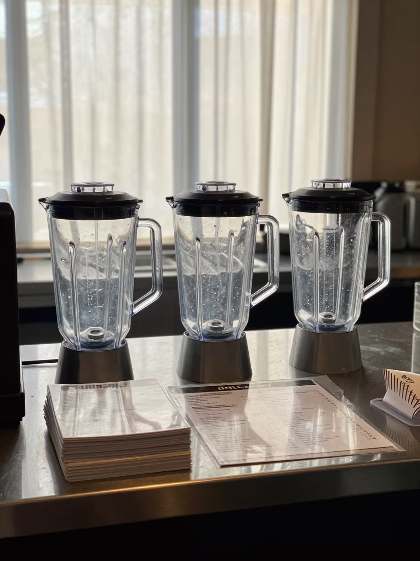 Juice Bar Counter in Derby Strength Room Winter Light in inside a strength room in Derby