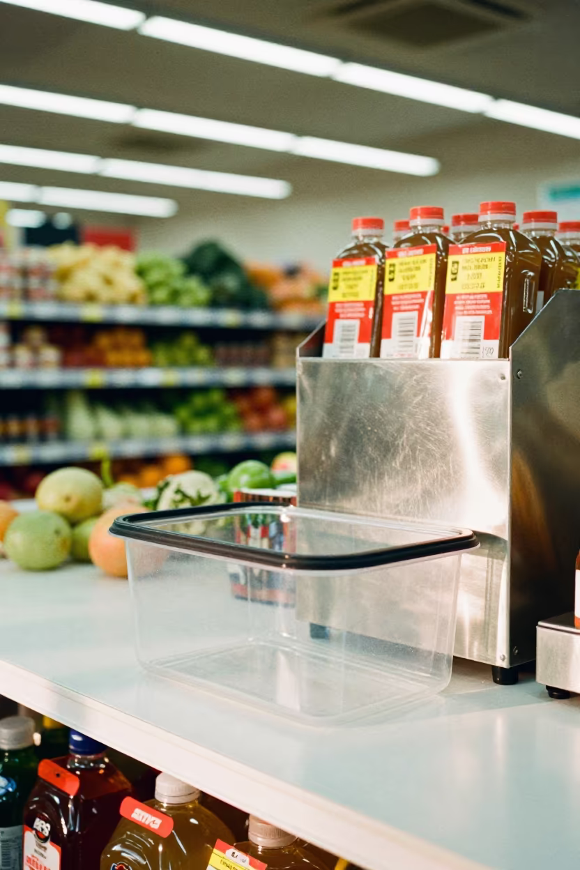 Juice Blender Gasket Bin Reset in Kunming Store in beside a seasonal endcap near the sales floor near Kunming