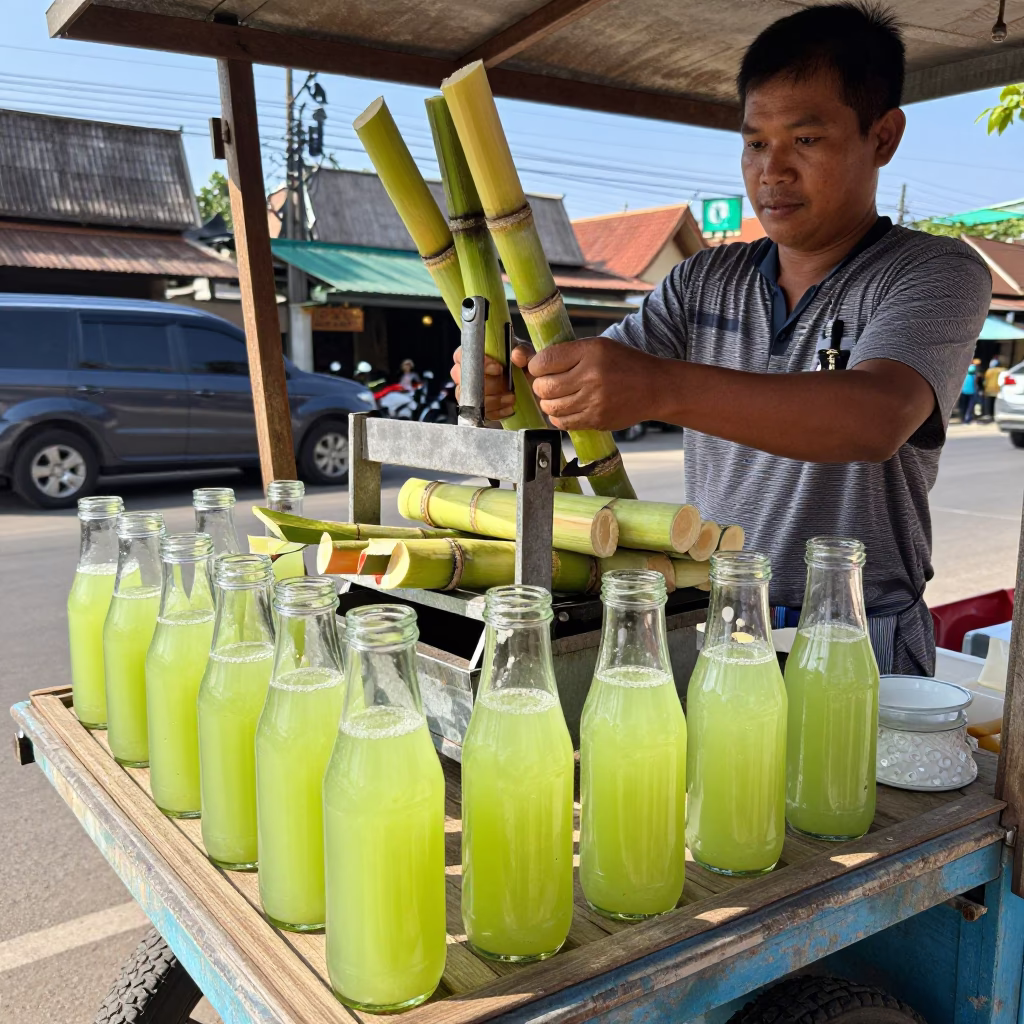 Juice Midmorning in Chiang Mai at Bright Midmorning Light in in Chiang Mai, Thailand