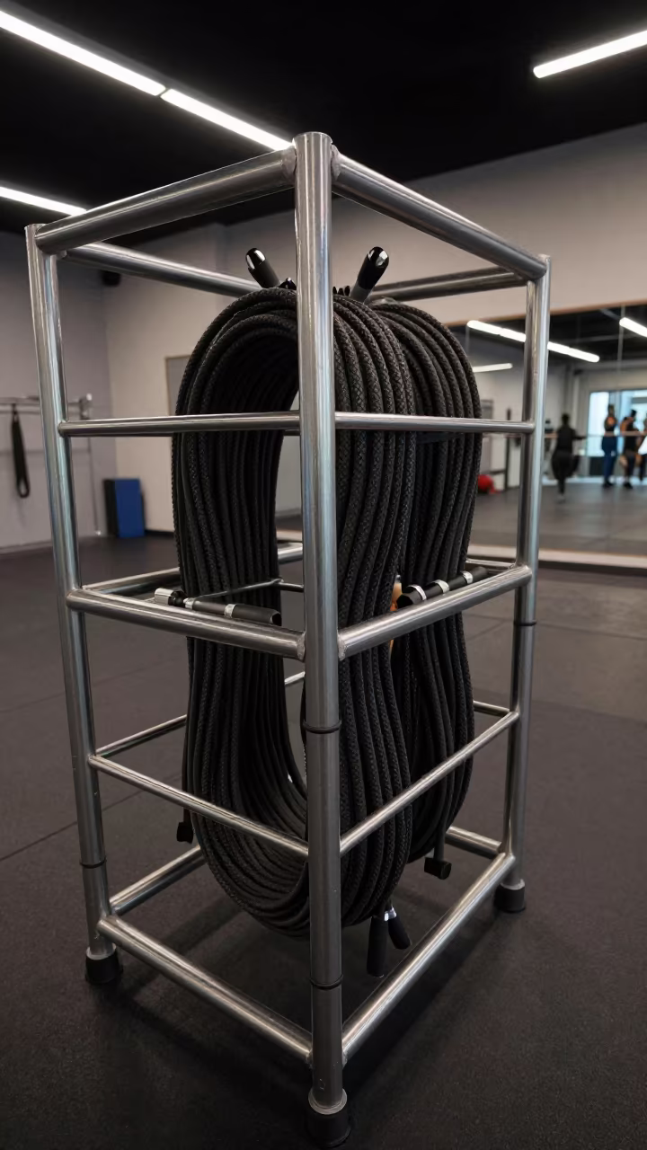 Jump Rope Cubby After Hours Spin Studio in inside a spin studio under class lights in Innsbruck