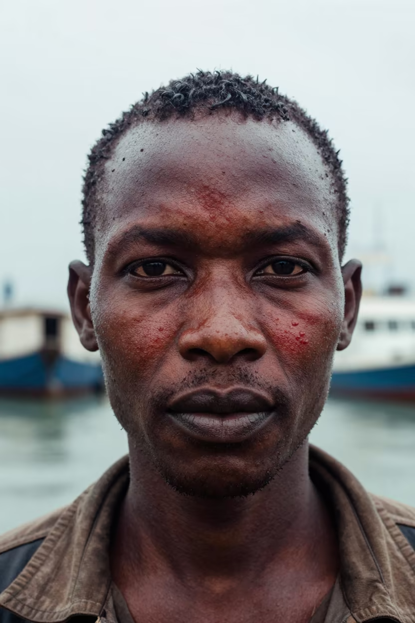 Jungle Guide Portrait Dar es Salaam Harbor in at a harbor edge in Dar es Salaam