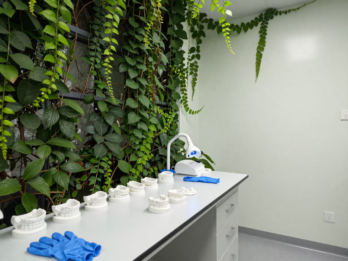 Jungle Overgrowth in Roman Dental Lab Bench in in a surgical prep area near Rome