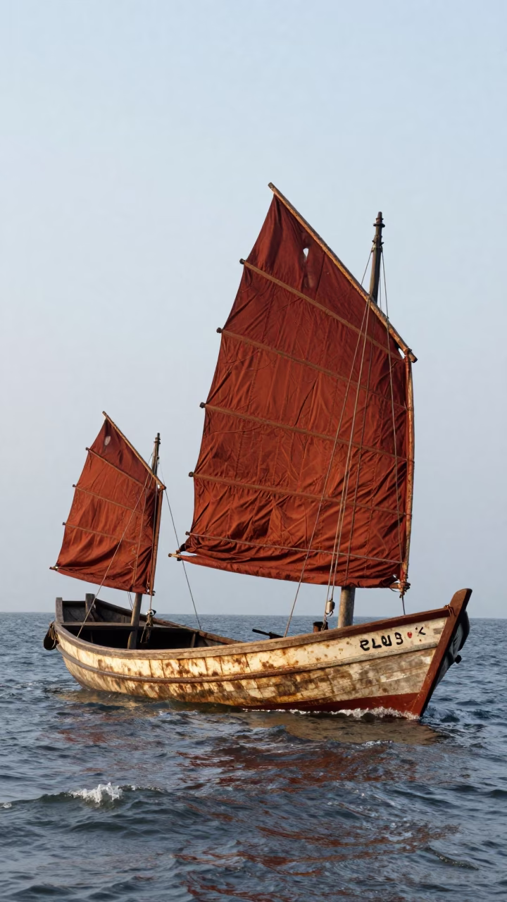 Junk Boat in Accra at The Late Morning Light in in Accra, Ghana