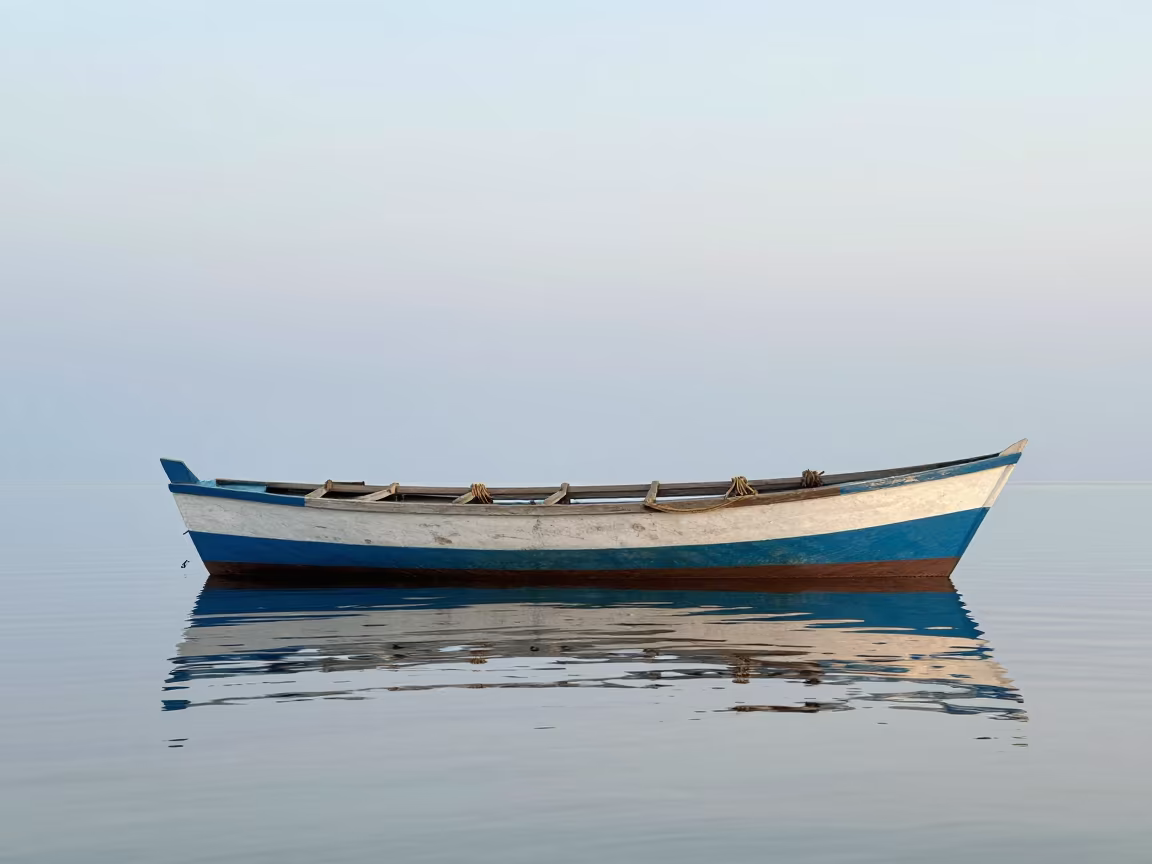 Junk Boat Reflections at Tanzanian Nautical Dawn in in Tanzania