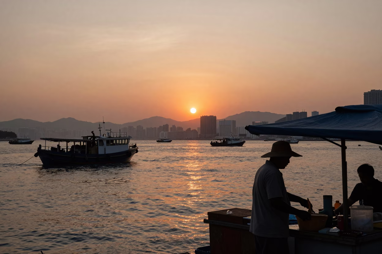 Junk Boats Harbor in Hong Kong in in Hong Kong, Hong Kong
