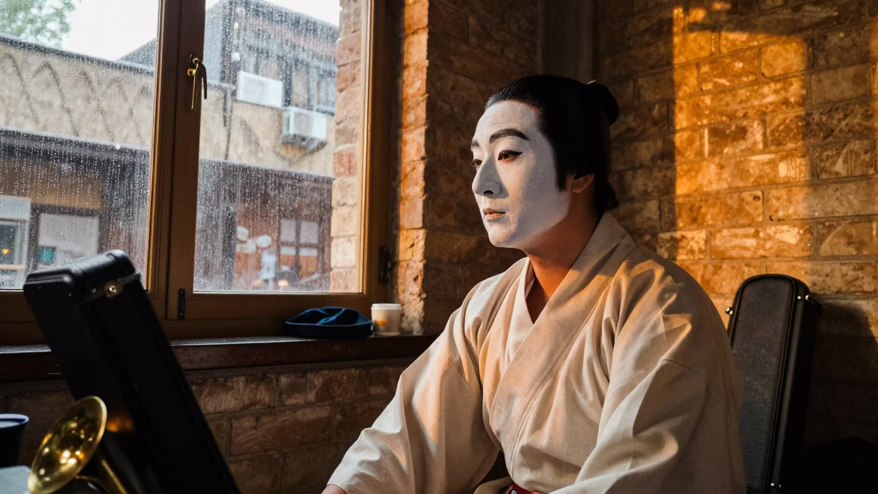 Kabuki Actor Backstage Jazz Club Isfahan in at a jazz club in Isfahan