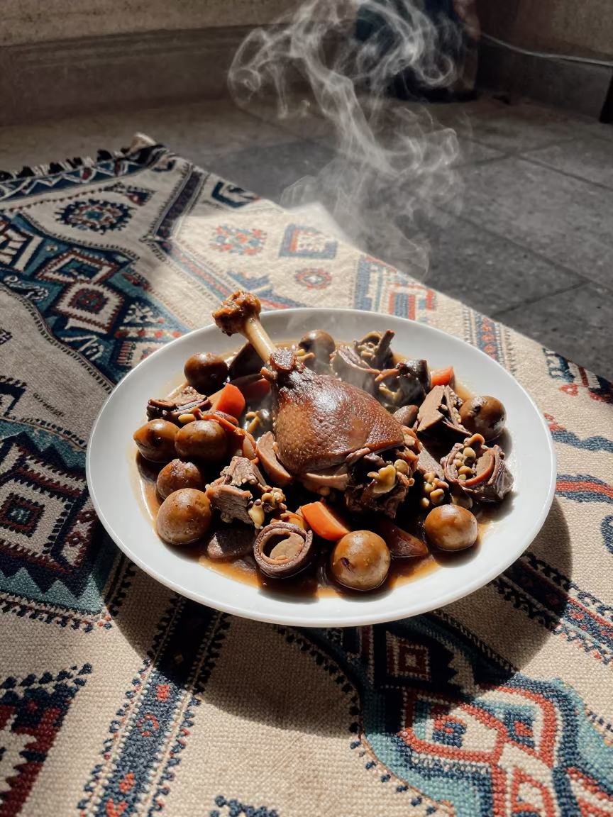Kabul Cassoulet Picnic Midsummer Light in on a picnic blanket in Kabul