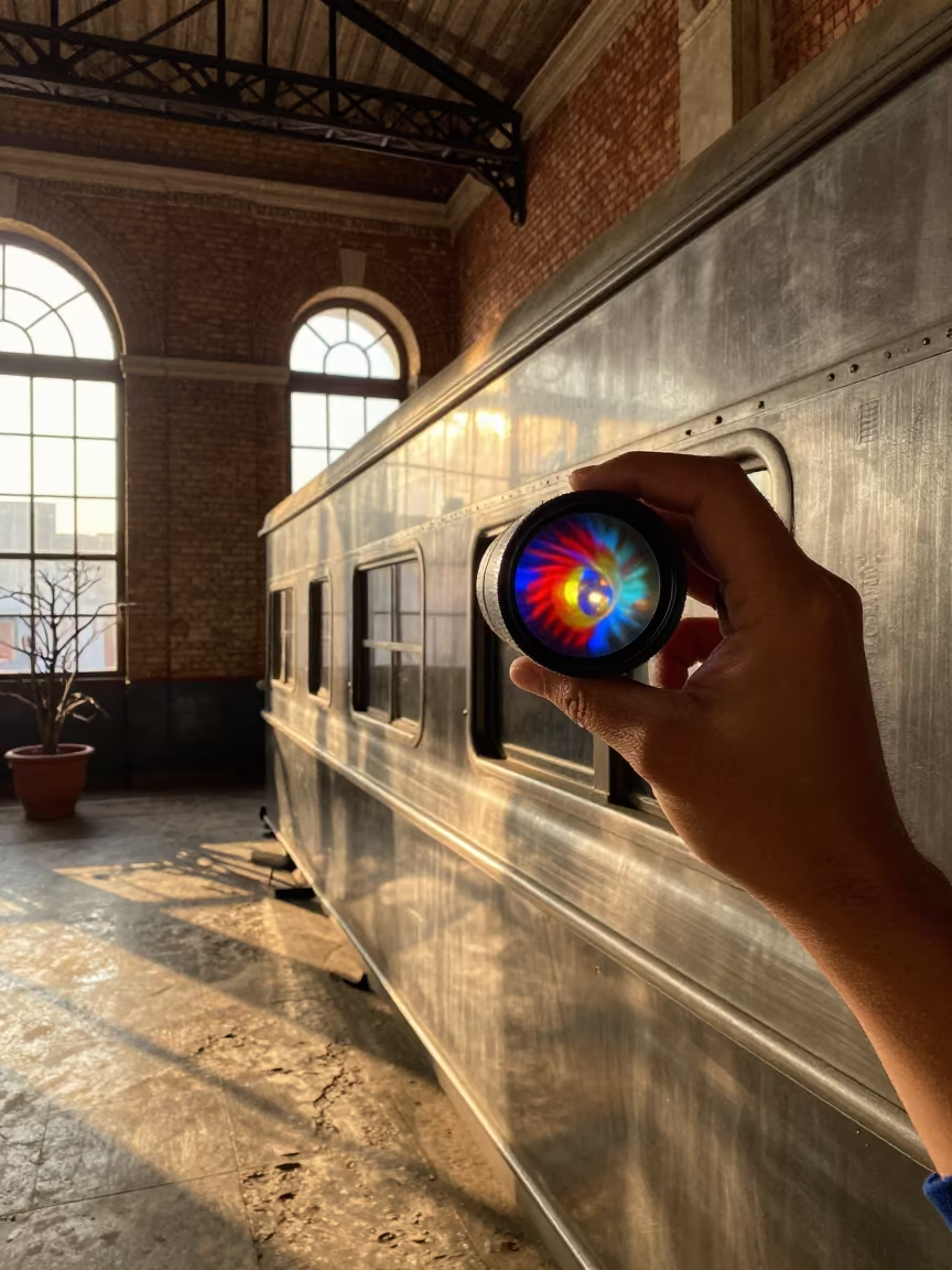 Kaleidoscope Eye View in Piura Train Terminal in inside a restored train terminal in Piura