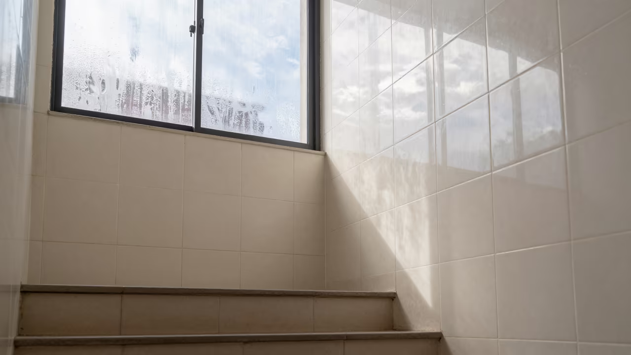 Kaleidoscope Reflections in Tiled Stair Hall in inside a tiled stair hall near Torreón