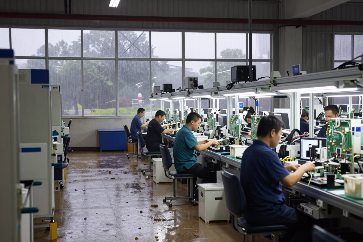 Kaohsiung Circuit Board Factory at Dawn in in Kaohsiung