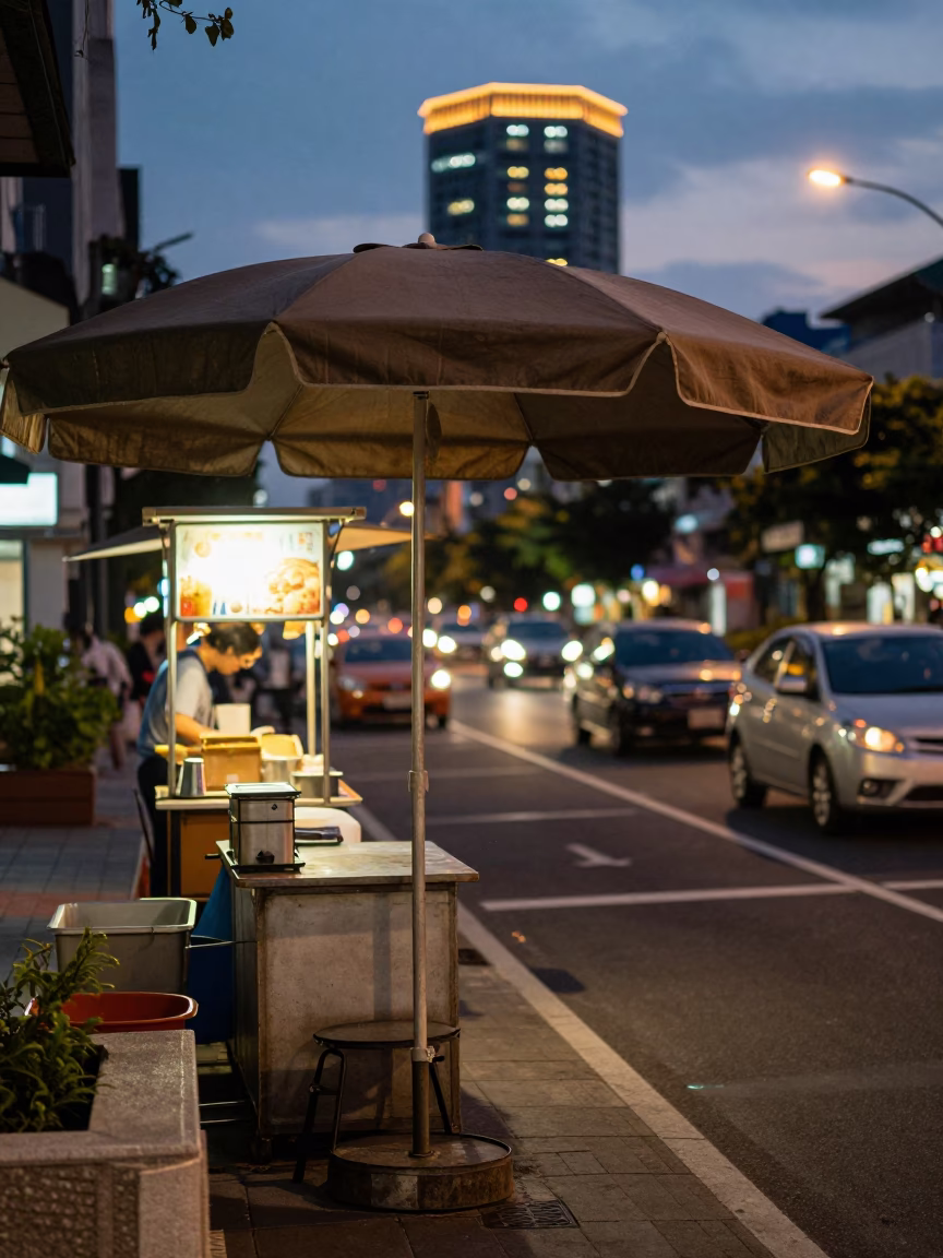 Kaohsiung Evening Glow at As City Lights Begin To Glow in in Kaohsiung, Taiwan