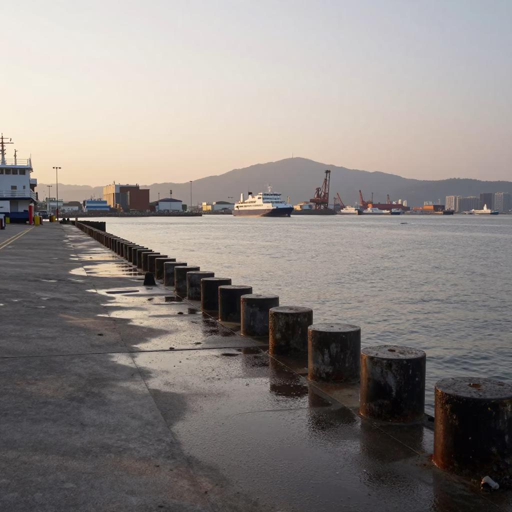 Kaohsiung Ferry Ramp at Nautical Dawn Light in in Kaohsiung, Taiwan