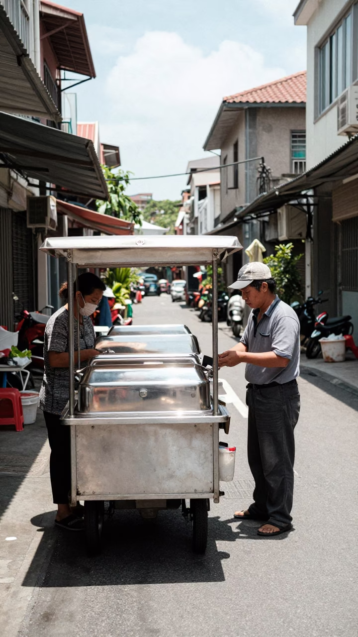 Kaohsiung Gardener at Flat Noon Light in in Kaohsiung, Taiwan