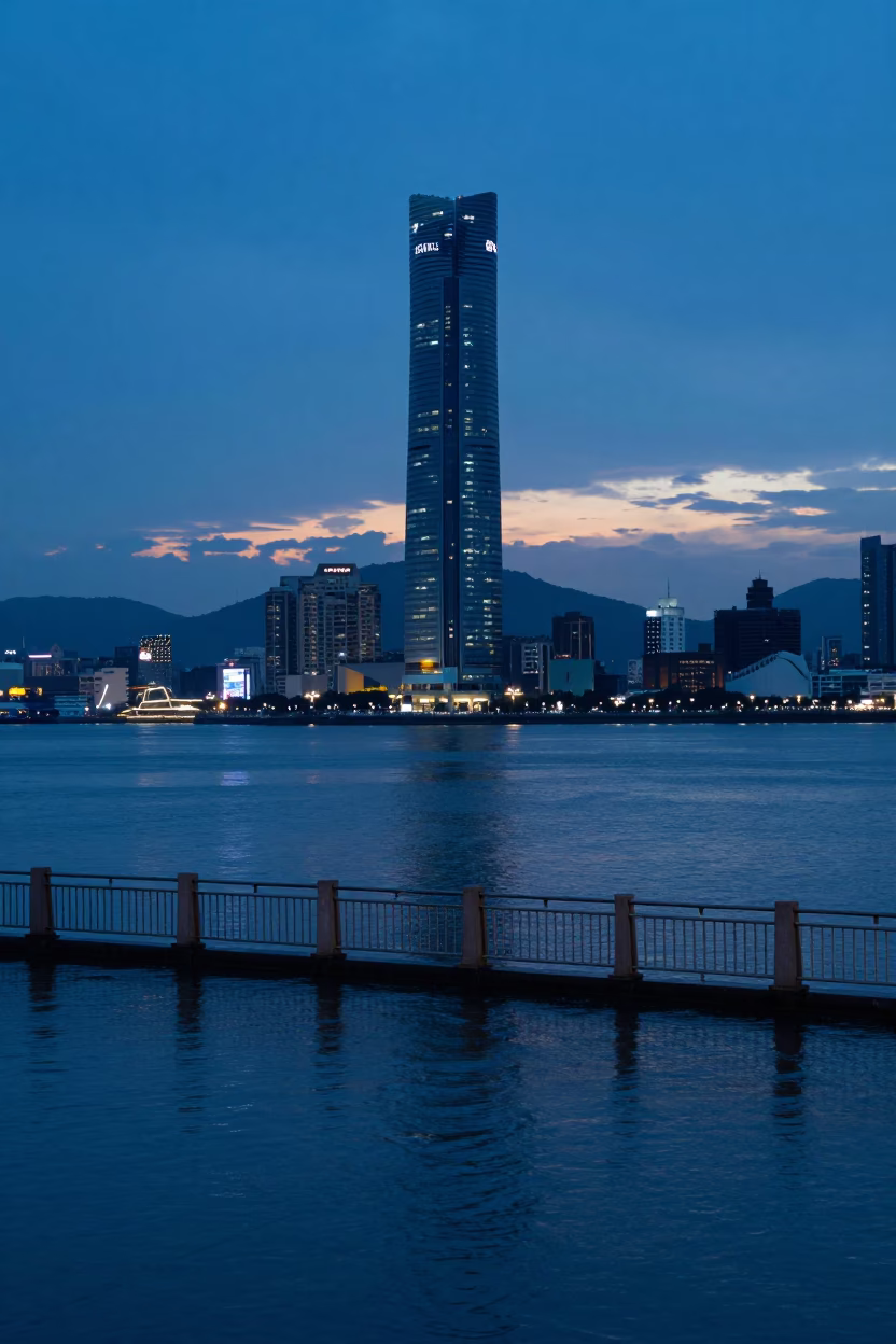 Kaohsiung Harbor Twilight at Indigo Twilight After Sunset in in Kaohsiung, Taiwan