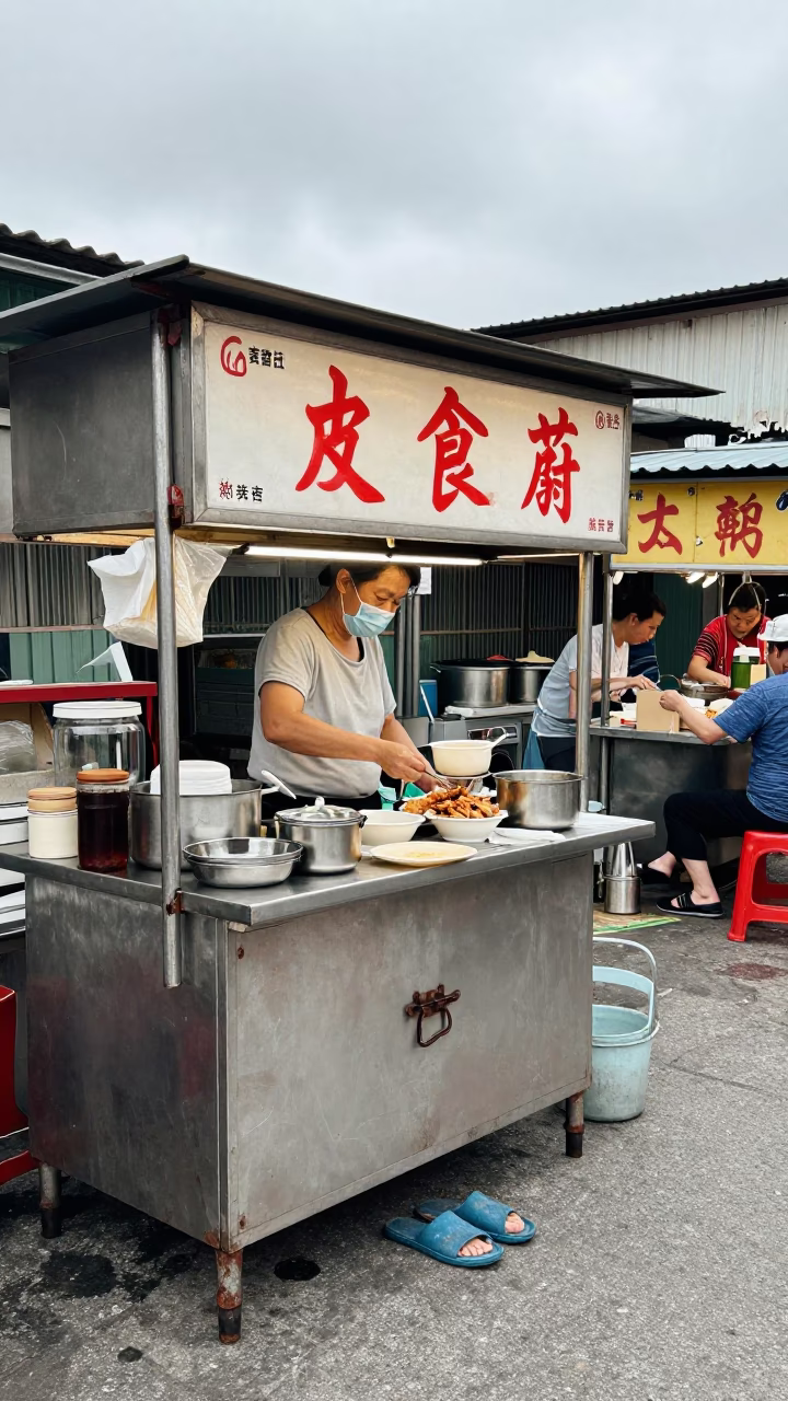 Kaohsiung Preparing Food at Midday Light in in Kaohsiung, Taiwan