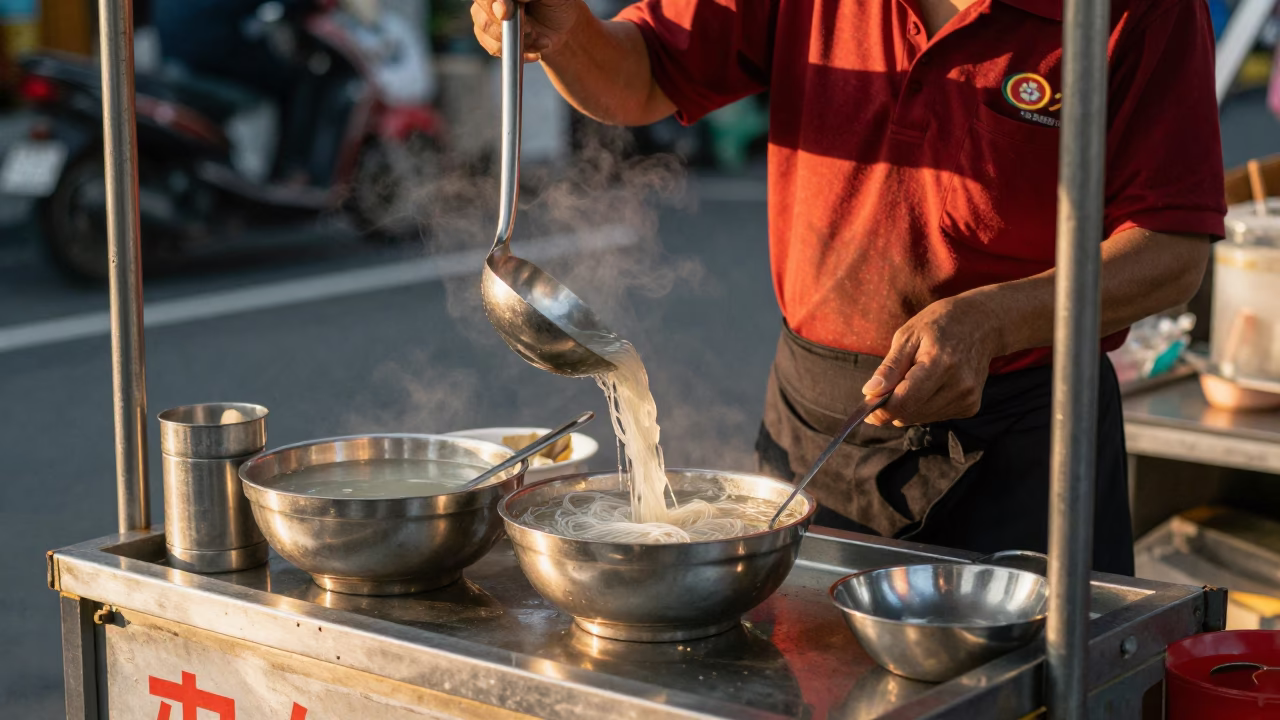 Kaohsiung Rice Noodles at The Early Evening Light in in Kaohsiung, Taiwan