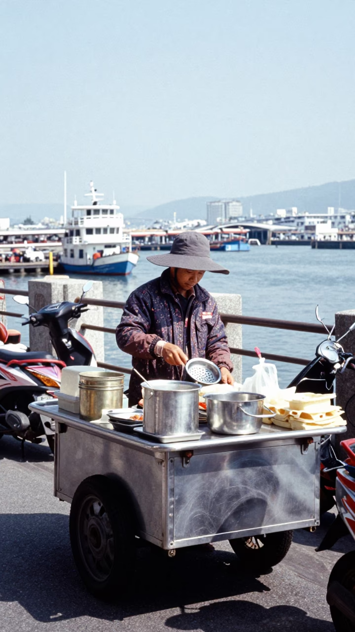 Kaohsiung Street Vendor Noon Sunlight with Sink Strainer Detail in in Kaohsiung, Taiwan