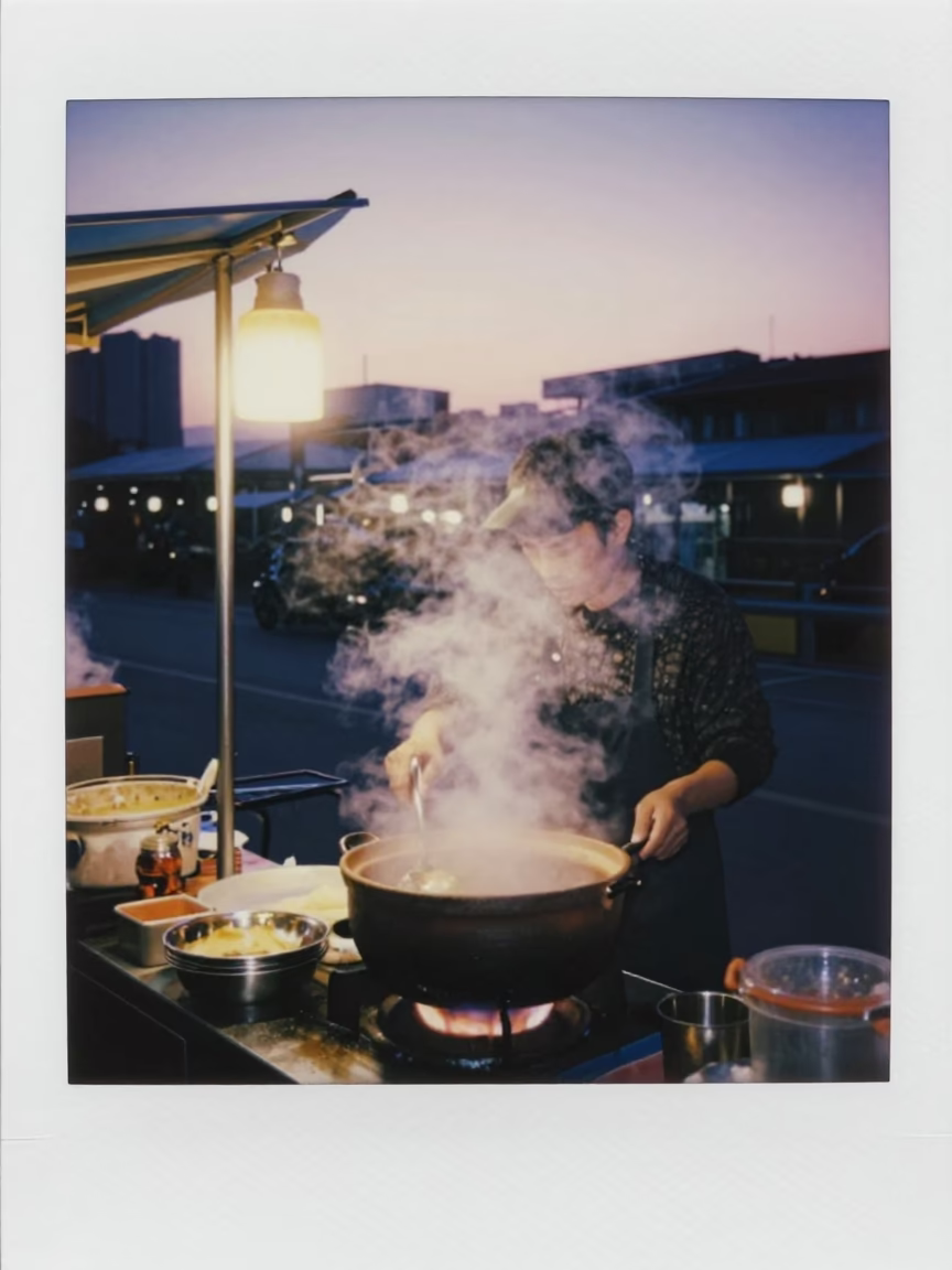 Kaohsiung Taiwan Dawn Riverfront Street Food Vendor with Steam and Clay Pot in in Kaohsiung, Taiwan