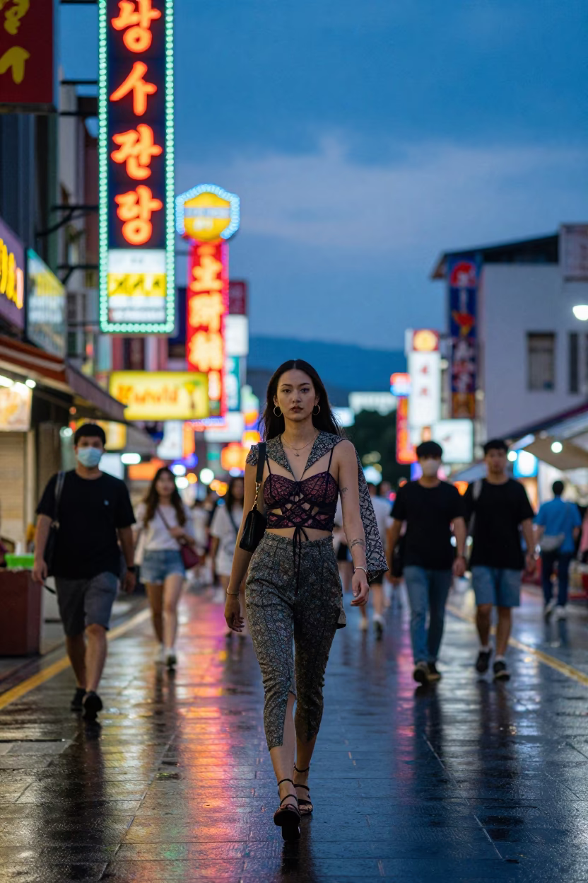 Kaohsiung Taiwan Indigo Twilight High Fashion Street Photography Colorful Neon in in Kaohsiung, Taiwan