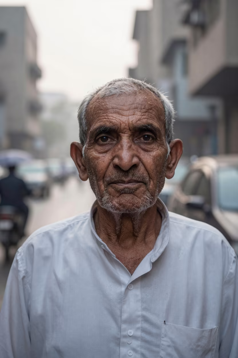 Karachi Centenarian Portrait in Dawn Light in in Karachi