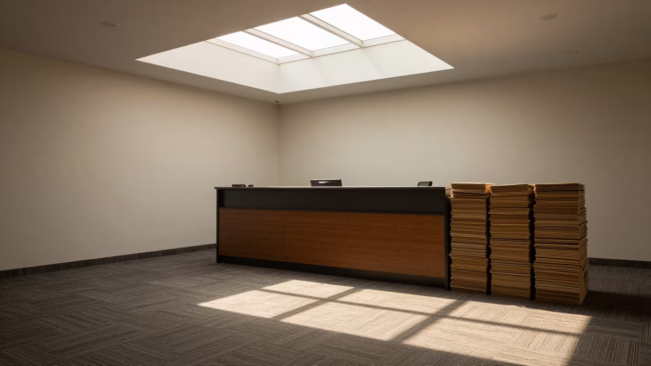 Karachi Office Stack Under Late Afternoon Sun in at an office reception desk in Karachi