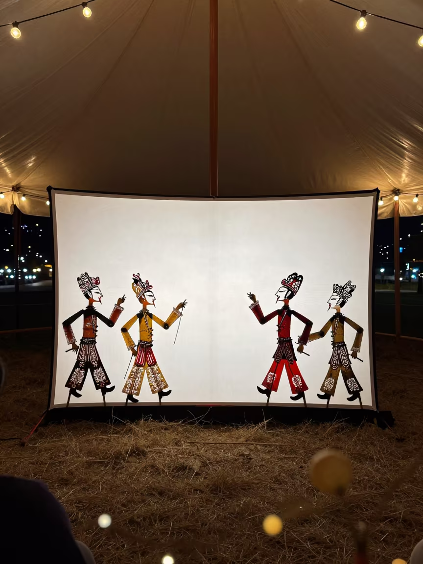 Karagoz Shadow Puppet Show Under Oklahoma Circus Tent in under a circus tent in Oklahoma City