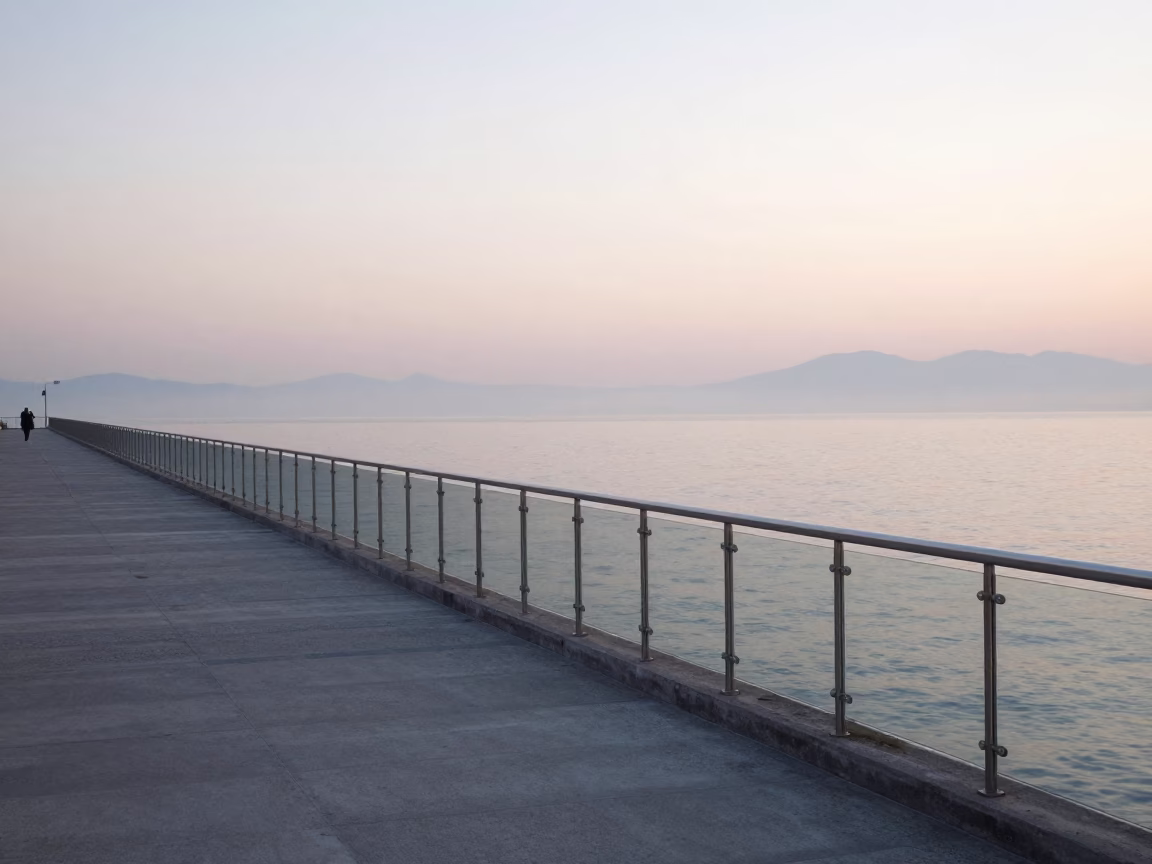 Karşıyaka Pier in Izmir at First Light Of Dawn in in Izmir, Turkey