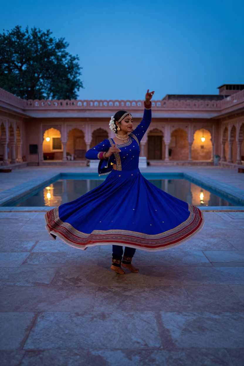 Kathak Dancer Ankle Bells Blur in Jaipur Twilight in in Jaipur
