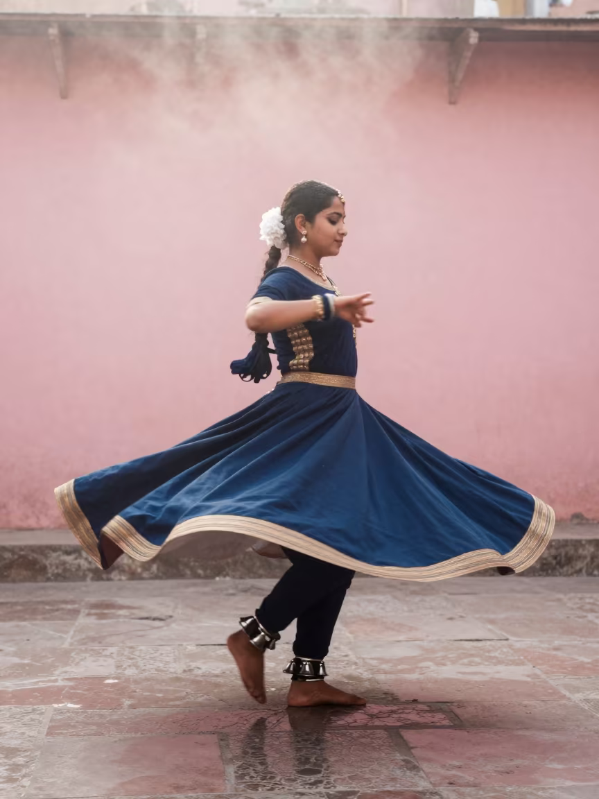 Kathak Dancer Ankle Bells Blur at Noon in near Johari Bazaar, Jaipur
