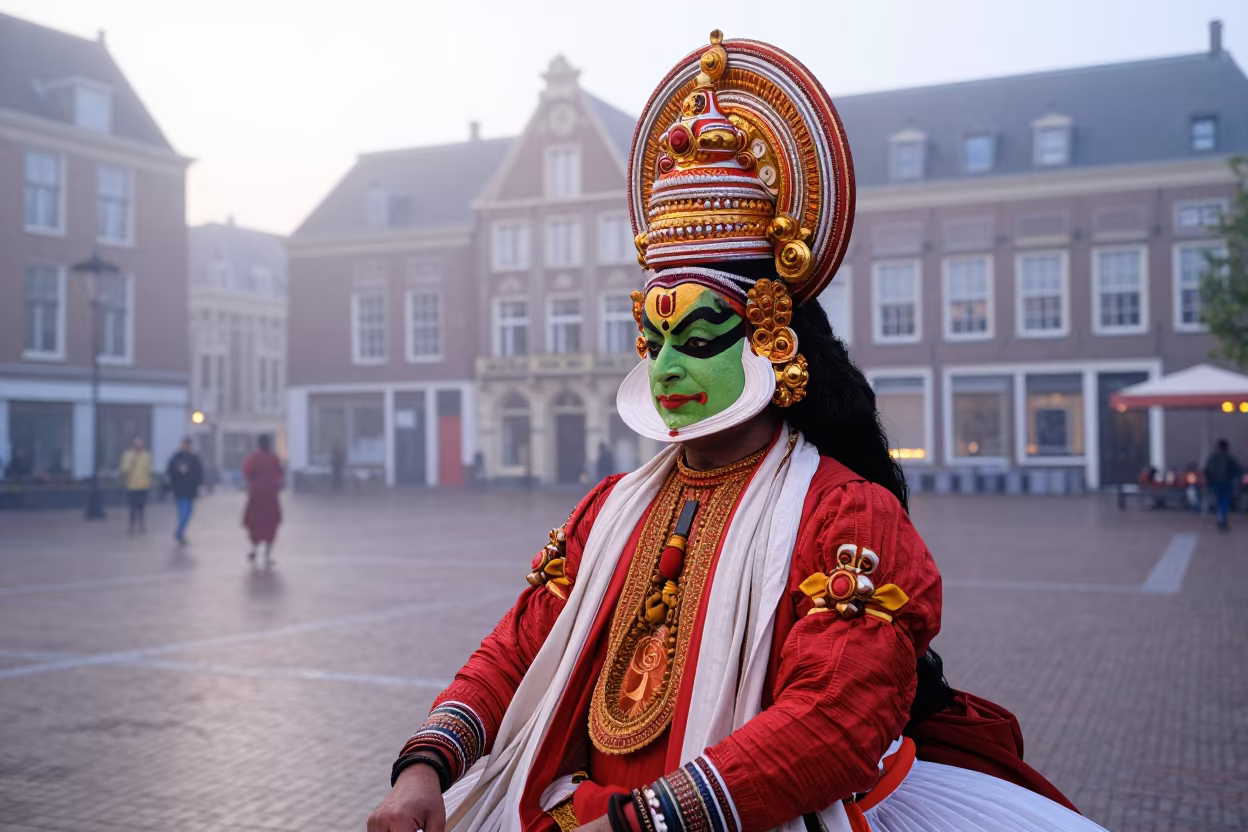 Kathakali Dancer in Rotterdam Late Afternoon Mist in in Rotterdam