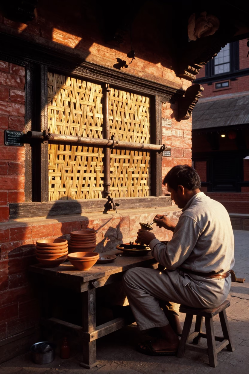 Kathmandu Street Photography at Sunset Light in in Kathmandu, Nepal