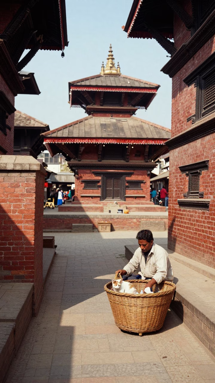 Kathmandu Vendor at Afternoon Light in in Kathmandu, Nepal