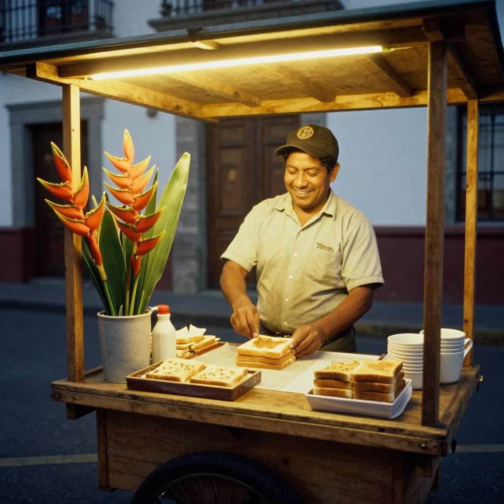 Kaya Toast at Deep In The Night Light in Quito in in Quito, Ecuador