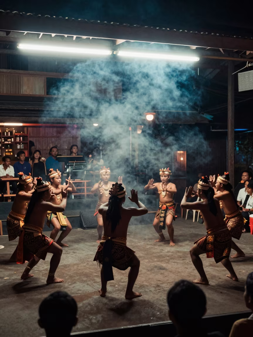 Kecak Fire Dance at Jakarta Jazz Club Night in at a jazz club in Kemang, Jakarta
