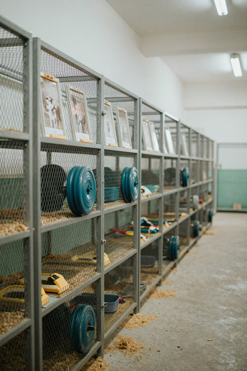 Kennel Balance Disk Rack in Muzaffarnagar in in a boarding kennel corridor in Muzaffarnagar