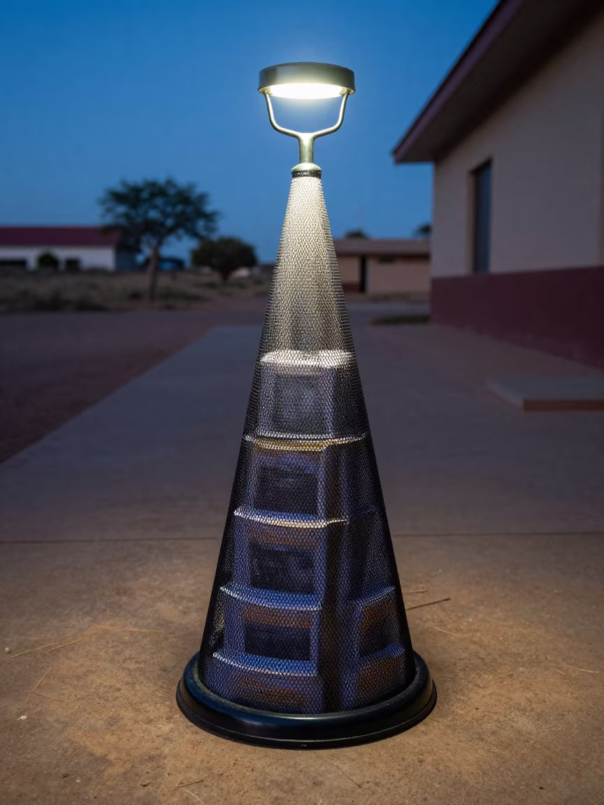 Kennel Cone Caddy in Bailundo Evening Light in inside a skylit passageway in Bailundo