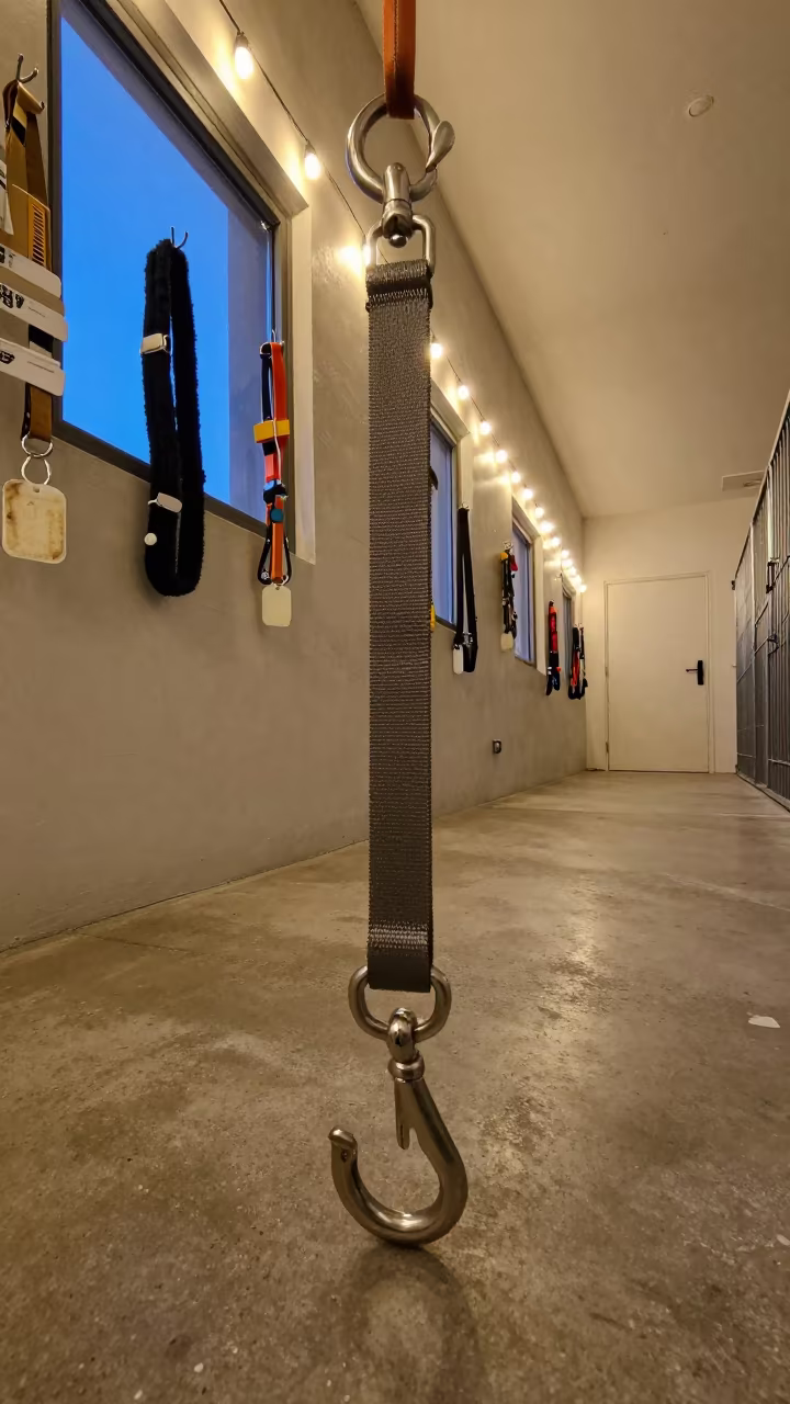 Kennel Corridor Leash Hooks Twilight Glow in in a boarding kennel corridor in Suez