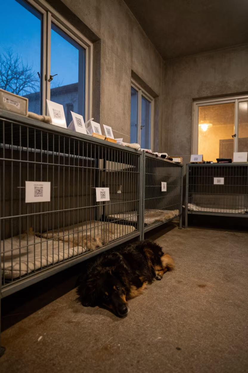 Kennel QR Tag Box Blue Hour Adoption Room Gorakhpur in inside an adoption room in Gorakhpur