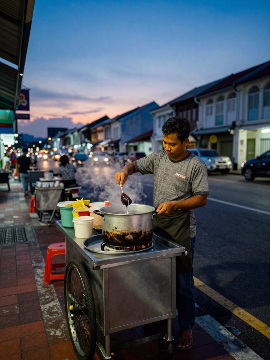 Ketan Hitam at Indigo Twilight After Sunset in George Town in in George Town, Malaysia