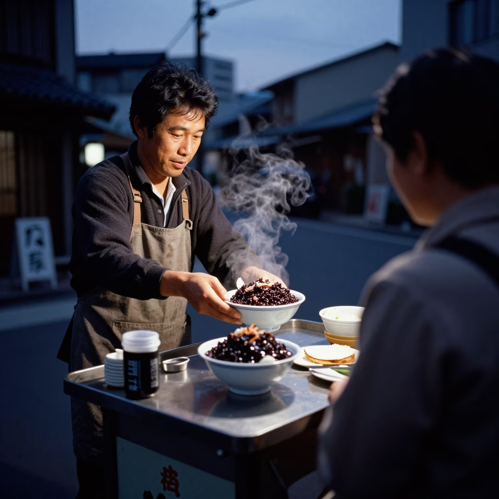 Ketan Hitam in Osaka at Twilight in in Osaka, Japan