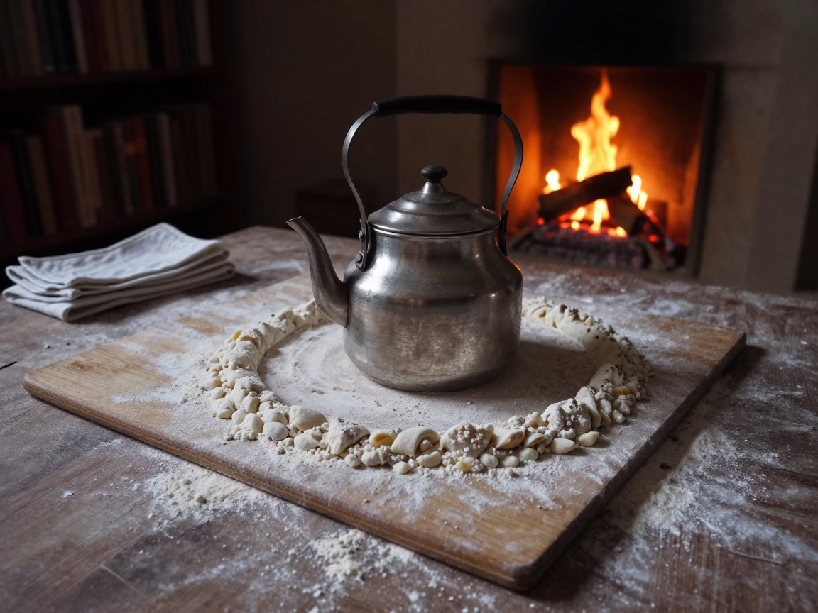 Kettle on Dusty Library Table Before Dawn in on a dusty library table in Adana