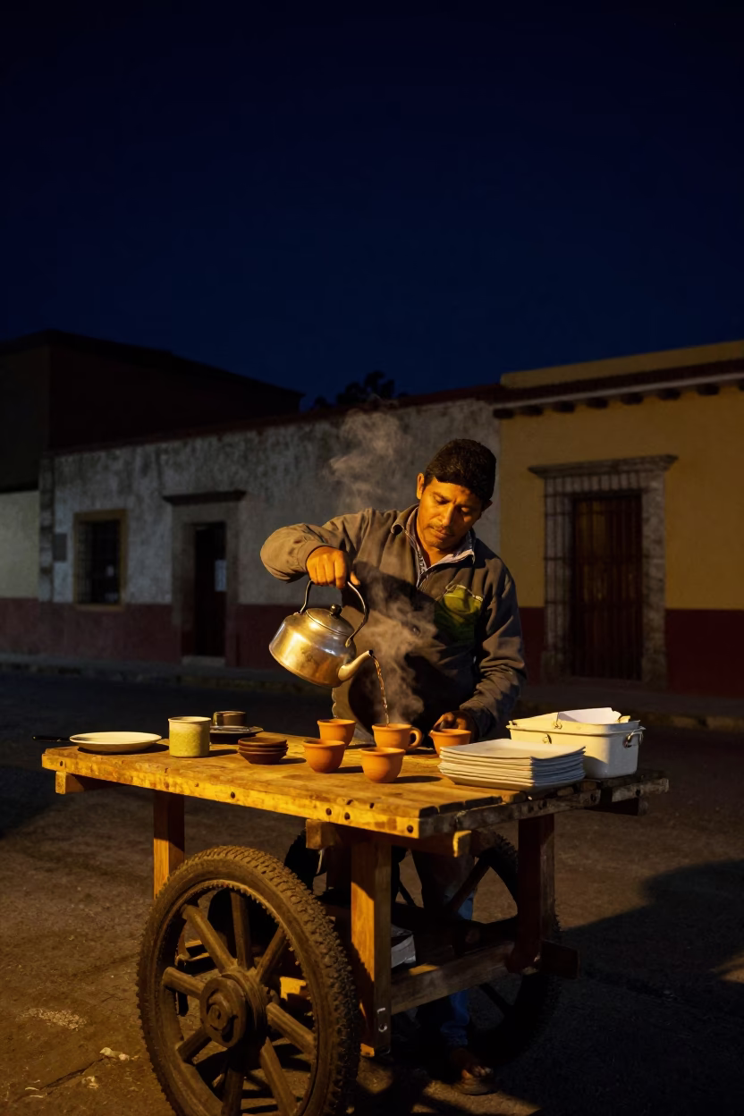 Kettle in Oaxaca at The Deepest Night Sky Light in in Oaxaca, Mexico
