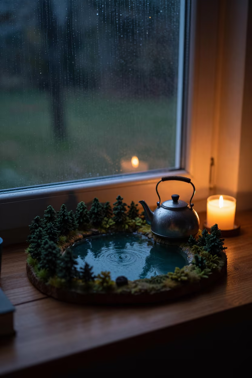 Kettle Lake in Candlelit Belem Room in in a sunlit living room in Belem